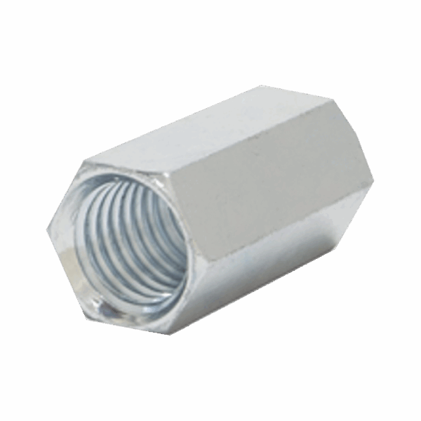 Cople hexagonal roscado cuerda maquina galvanizado de 6.5 mm (1/4")