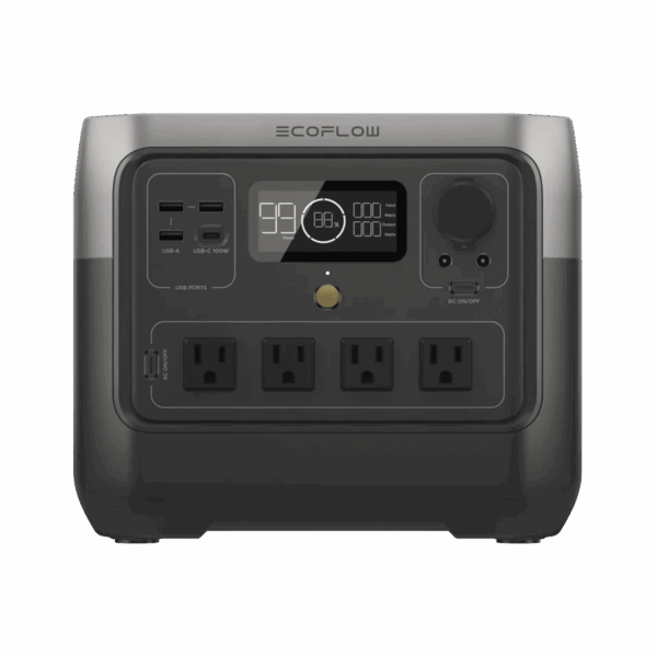 EcoFlow River 2 Pro | Estación de Energía Portátil 768Wh Litio LFP / 4 AC 800W (Max. 1600W) / 1 USB-C 100W / 3 USB -A 12W / Cargador de Coche 10A, 126W Max. / Conectividad WiFi y Bluetooth (App) / Carga Solar 220W Max.