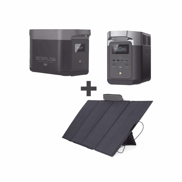 Kit de Estación de Energía Portátil 2048Wh + Batería Externa 2048Wh + Panel Solar Flexible 400W (4096Wh Totales)