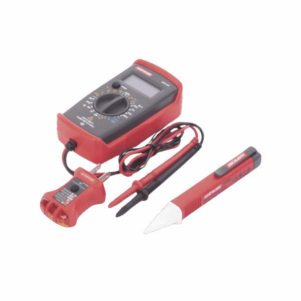 KIT Básico 3 en 1 con Multímetro Digital + Detector de Tensión sin Contacto + Comprobador de Fase GFCI