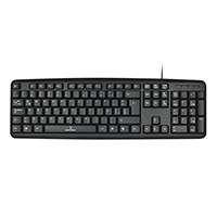 TECLADO ALAMBRICO RESISTENTE A SALPICADURAS Y DERRAMES TECLAS DE MEMBRANA CONECTOR USB PERFECT CHOICE – NEGRO