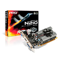 TARJETA DE VIDEO MSI NVIDIA N210/PCIE X16 2.0/1GB DDR3/HDMI/VGA/DVI/1X VENTILADOR/BAJO PERFIL/GAMA BASICA