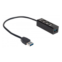HUB USB,MANHATTAN,163828, V2.0  3 PTOS Y V3.0 1 PTO SIN FUEN...