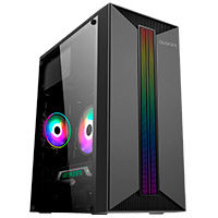 GABINETE MICRO TORRE QUARONI MICRO ATX, MINI ITX/1USB 2.0 1USB 3.0/RGB/PANEL ACRILICO/FUENTE 500 W/NEGRO