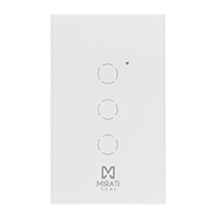 APAGADOR INTELIGENTE DE PARED MIRATI DE 3 APAGADORES TOUCH WIFI 2.4HZ BLUETOOTH // COMPATIBLE CON ANDROID E IOS // FUNCIONA CON ALEXA Y ASISTENTE DE GOOGLE