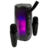 BOCINA PORTATIL TRANSPARENTE RGB PERFECT CHOICE CON 2 MICROFONOS INALAMBRICOS