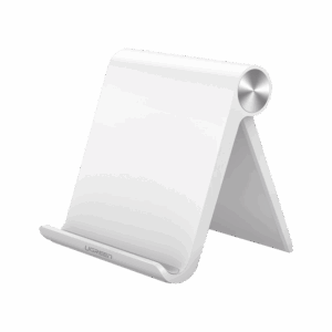 Soporte de Escritorio para Tablet /  Ajustable de 0° a 100° / Goma Antiarañazos / Antideslizante / Amplia Compatibilidad con dispositivos de 4” a 13” / Plegable / ABS / Color Blanco