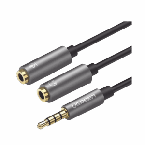 Cable Divisor en Y / De 3.5 mm Macho a Dos Salidas de 3.5 mm Hembra / CTIA, TRS / Núcleo de Cobre / TPE /  Longitud 20 cm / Ideal para Separar el Micrófono de los Auriculares