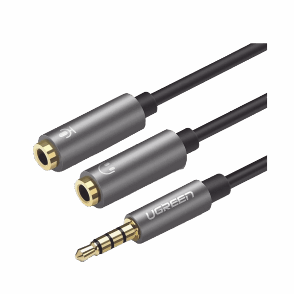 Cable Divisor en Y / De 3.5 mm Macho a Dos Salidas de 3.5 mm Hembra / CTIA, TRS / Núcleo de Cobre / TPE /  Longitud 20 cm / Ideal para Separar el Micrófono de los Auriculares