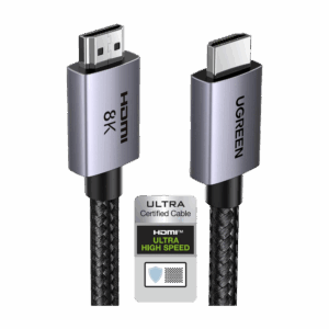 Cable HDMI 2.1 de 8K@60Hz | 3 metros | 48Gbps | HDR10+ | 3D Inversivo| eARC | Dolby ATMOS |   VVR | QMS | QFT | ALLM | 3 modos de Visualización | Certificado HDMI 8K | Niquelado | Nylon Trenzado | Carcasa de Aluminio.