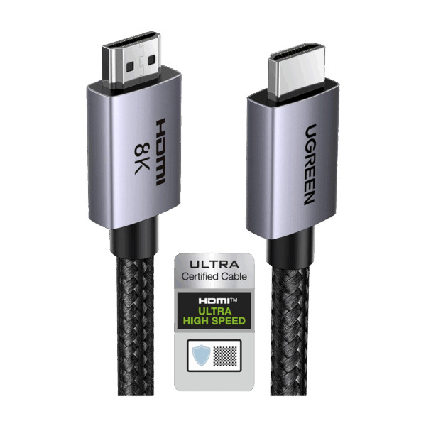 Cable HDMI 2.1 de 8K@60Hz | 3 metros | 48Gbps | HDR10+ | 3D Inversivo| eARC | Dolby ATMOS |   VVR | QMS | QFT | ALLM | 3 modos de Visualización | Certificado HDMI 8K | Niquelado | Nylon Trenzado | Carcasa de Aluminio.