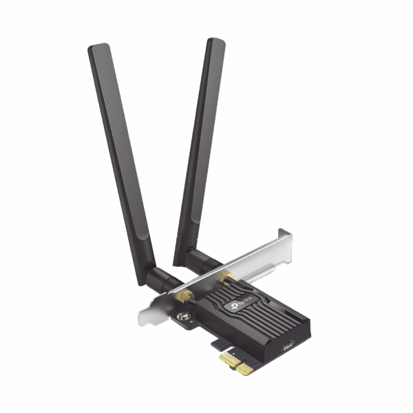 Adaptador PCIe inalámbrico doble banda AX3000 Mbps / Seguridad Inalámbrica WPA3 /Antena de alta ganancia / Tecnología MU-MUMO 2X2 / Soporte de perfil bajo y Altura completa / Bluetooth 5.2