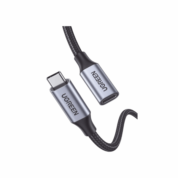 Cable USB-C Macho a USB-C Hembra | 1metro | USB-C 3.1 Gen 2 | Compatible con Thunderbolt 3 | Carcasa de Aluminio | Nylon Trenzado |  Transferencia de Datos 10 Gbps | Soporta hasta 100W para Carga Rápida.