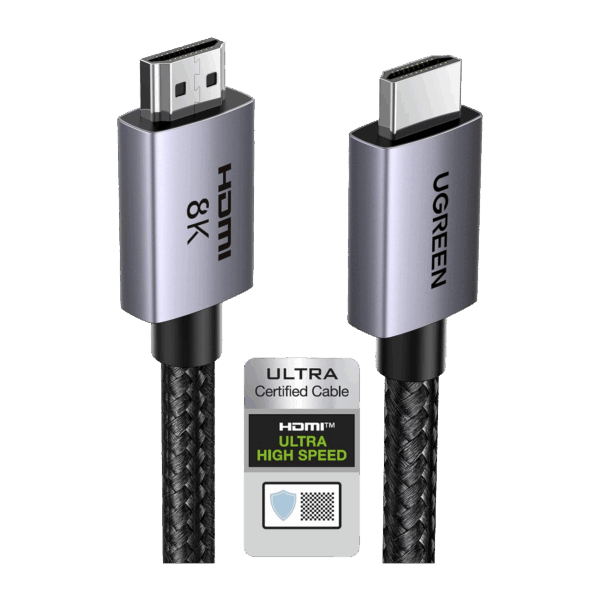 Cable HDMI 2.1 de 8K@60Hz | 2 m | 48Gbps | HDR10+ | 3D Inversivo| eARC | Dolby ATMOS |   VVR | QMS | QFT | ALLM | 3 modos de Visualización | Certificado HDMI 8K | Niquelado | Nylon Trenzado | Carcasa de Aluminio.