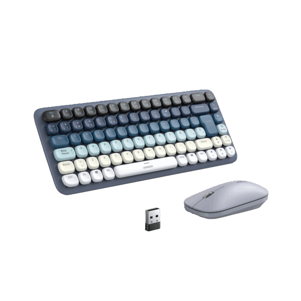 Paquete de Teclado y Mouse | 85 teclas en Español | Bluetooth y 2.4GHz |  Mouse Ambidiestro  | Sensor de DPI ajustable | Efectos de Iluminación del Teclado | Amplia compatibilidad | Color Azul.
