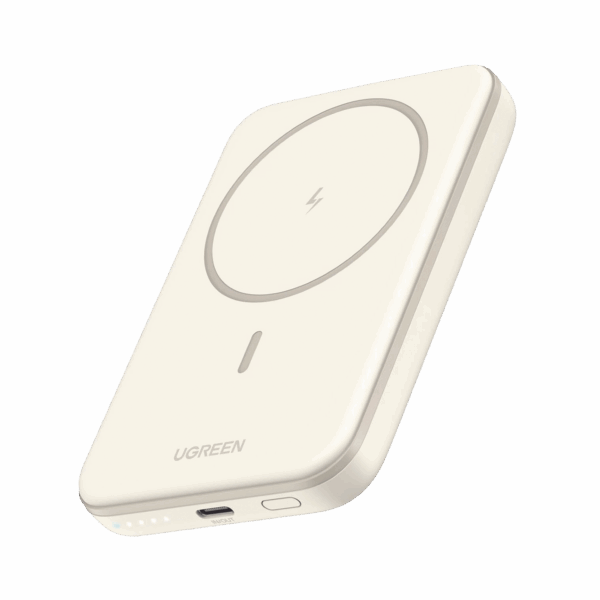Power Bank MagSafe de 5000mAh | 15W | Carga Inalámbrica y por Cable USB-C | Sistema de Protección Inteligente | Tecnología de Carga Rápida | Ultra Delgado | Ultra ligero | Compatible con iPhone 15/14/13/12 | Color Beige.