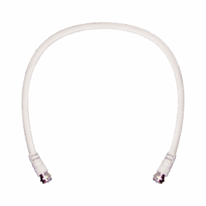 Jumper Coaxial con Cable Tipo RG-6 en Color Blanco de 60.96 centímetros de Longitud y Conectores F Macho en Ambos Extremos. 75 Ohm de Impedancia.