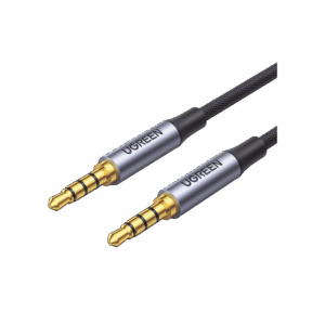 Cable Auxiliar de 3.5mm / Cable Audio Estéreo / Núcleo de Alambre de Cobre Esmaltado / Carcasa de Aluminio Azul + Nylon Trenzado /  Soporta Micrófono / 2 Metros