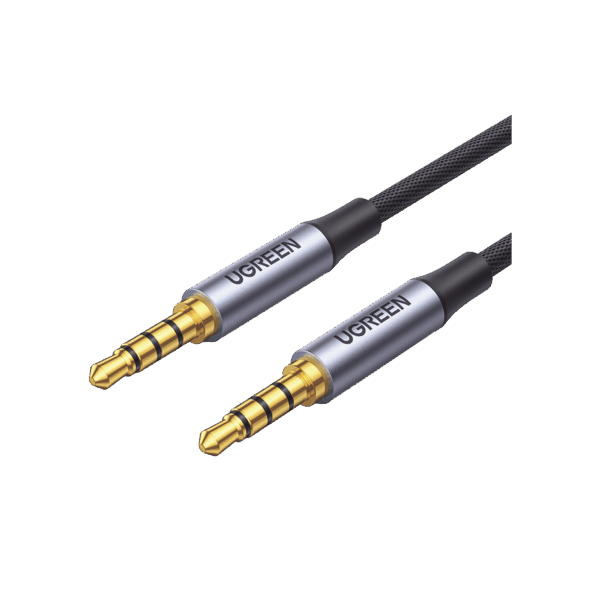 Cable Auxiliar de 3.5mm / Cable Audio Estéreo / Núcleo de Alambre de Cobre Esmaltado / Carcasa de Aluminio Azul + Nylon Trenzado /  Soporta Micrófono / 2 Metros