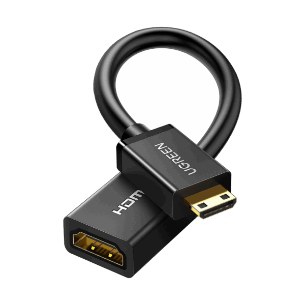 Adaptador Mini HDMI a HDMI (HDMI Tipo C)   / 18Gbps / 4K@60Hz / HDR /  Tecnología 3D / ARC / Carcasa PC+ABS / HDCP/ Longitud de 22 cm