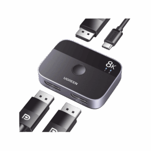 Conmutador DP 1.4 8K | HDMI Splitter 2 Entradas a 1 Salida | Bidireccional | 3D | HDR10+ | Dolby Atmos | 240Hz | 48Gbps | Compatible Free-Sync/G-Syng | Sincronización de Audio | Potentes Chips de Última Generación.