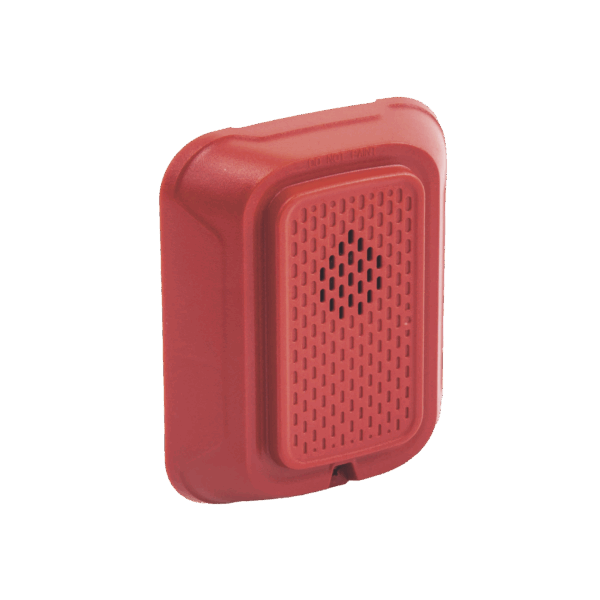 Sirena para Montaje en Pared, 12 a 24 Vcc, Color Rojo, Nuevo Diseño Moderno y Elegante y Menor Consumo de Corriente