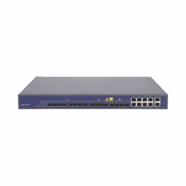 OLT de 8 puertos EPON con 16 puertos Uplink (8 puertos Gigabit Ethernet + 4 puertos SFP + 4 puertos SFP+), hasta 512 ONUs