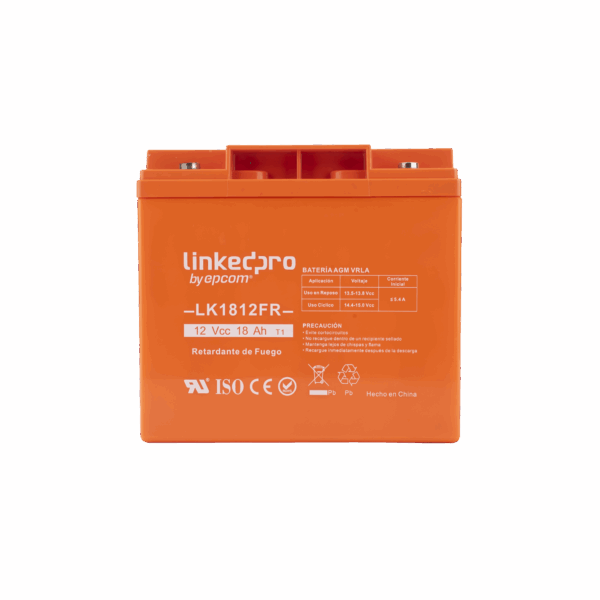 Batería 12 V / 18 Ah / UL / Tecnología AGM / Vida útil promedio de 5 años / Retardante a la Flama / Para uso en equipo electrónico, Alarmas de Intrusión / Incendio/ Control de acceso / Video Vigilancia / TermInale