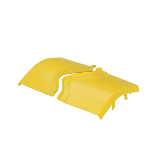 Tapa de Bajada Vertical Exterior de 45º, Para uso con Canaletas 12X4 FiberRunner™, Color Amarillo