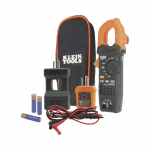 Kit de Amperímetro de Gancho (400A CA) con Probador de Fase y Divisor (para medir corriente sin cortar el cable).