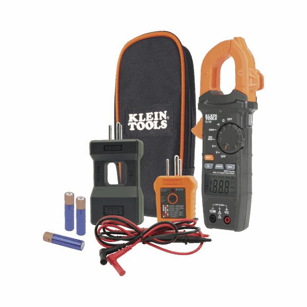 Kit de Amperímetro de Gancho (400A CA) con Probador de Fase y Divisor (para medir corriente sin cortar el cable).