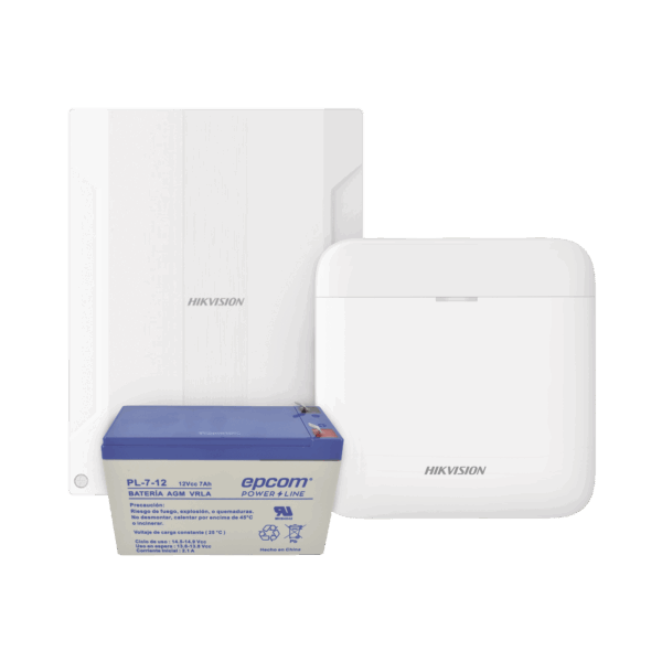 (AXPRO) KIT  de alarma AX PRO conversión de zonas cableadas a inalámbricas / Incluye: 1 Hub con Batería de respaldo/ 1 Expansor de 16 zonas cableadas / 1 Batería de respaldo 12Vcc a 7 Amp/ Compatible con Hik-Connect P2P