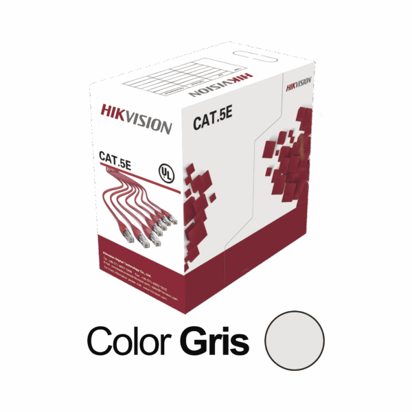 Bobina de Cable UTP 305 Metros / Cat5E (24 AWG) / Color Gris / PVC (CM) / Uso en Interior / 100% Cobre / Aplicaciones de CCTV y Redes de Datos