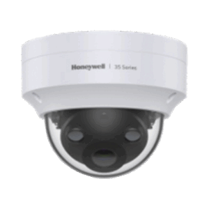 Domo IP 5 Megapíxeles / Lente 2.8 mm / 40 mts IR / Ultra Baja Iluminación /  NDAA / ONVIF / IP67 / IK10 / IA (Filtro de Humanos y Vehiculos) / Conteo de Personas / Merodeo / H.265 / PoE / Alarmas I/O / Serie 35 / Honeywell Security