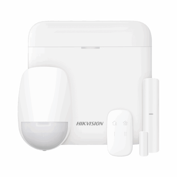 (AX PRO) KIT de Alarma AX PRO con GSM (3G/4G) / Incluye: 1 Hub con bateria de respaldo / 1 Sensor PIR / 1 Contacto Magnético / 1 Control Remoto / Wi-Fi / Compatible con Hik-Connect P2P