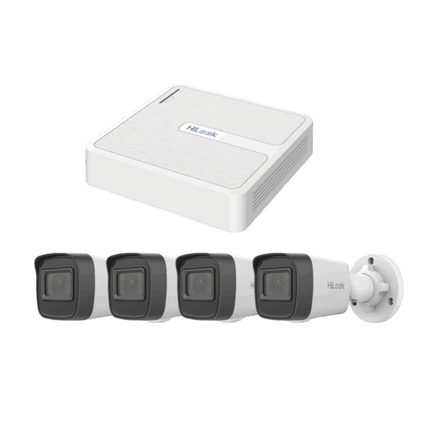 Kit IP 2 Megapixel / NVR de 8 Canales con 8 Puertos PoE  / 4 Cámaras IP Bala para Exterior