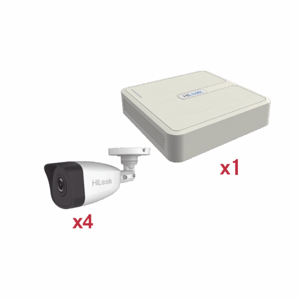 Kit IP 1080p (2 Megapixel) / NVR de 4 Canales con 4 Puertos PoE / 4 Cámaras IP Bala para Exteior