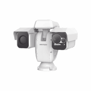 PTZ Punta de Poste IP Dual / Lente Térmico 100 mm (640 X 512) / Lente Óptico 56X Zoom (4 MP) / 800 mts IR Laser / 36 VCC / IP66 / Recubrimiento Anticorrosivo