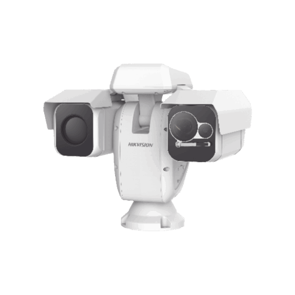 PTZ Punta de Poste IP Dual / Lente Térmico 100 mm (640 X 512) / Lente Óptico 56X Zoom (4 MP) / 800 mts IR Laser / 36 VCC / IP66 / Recubrimiento Anticorrosivo