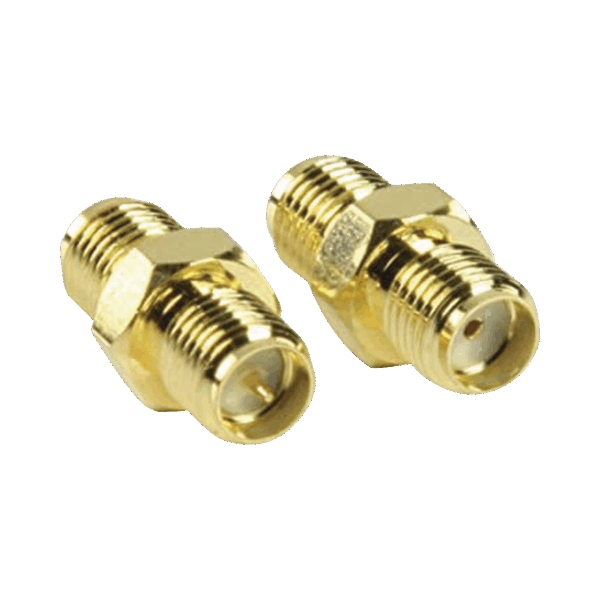 Adaptador en Línea de Conector SMA Hembra Inverso a SMA Hembra, Oro/ Oro/ Teflón,