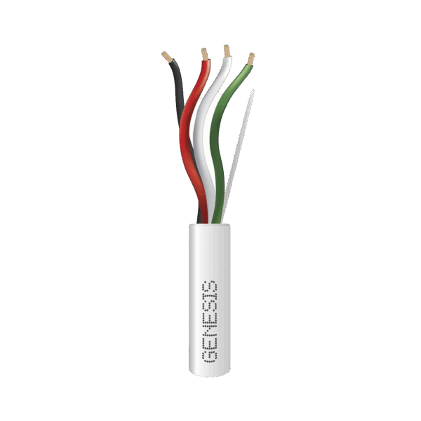 Bobina de 305 Metros / Cable de Cobre / 4 x 18 AWG / Riser / Color Blanco / Para Aplicaciones de Alarmas de Intrusión/Control de Acceso/ Automatización / Interfonos y Tv Porteros