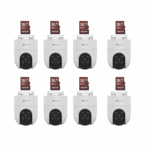 Kit de Camaras WiFi, Incluye 8 Piezas CS-H8C y 8 Piezas HS-TF-E1/32G / Audio de Dos Vías / Detección de Movimiento /  Luz Blanca / Sirena  /  Uso en Exterior con Protección