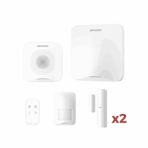 (AX HOME) KIT de Alarma AX HOME / Incluye: 1 Hub con batería de respaldo / 1 Llavero / 1 PIR / 2 Contactos Magnéticos / 1 Sirena / Wi-Fi / Compatible con Hik-Connect P2P y Hik-Partner PRO