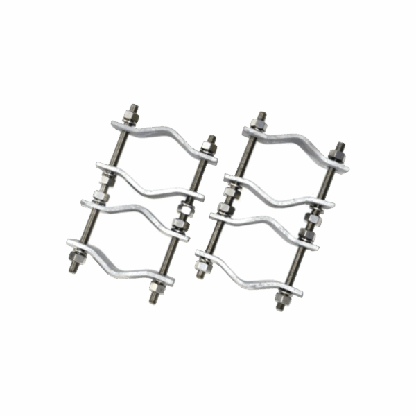 Juego de Dos Abrazaderas Dobles para Mástiles de 3.8 a 8.9 cm, con Separación entre centros de 12 cm.