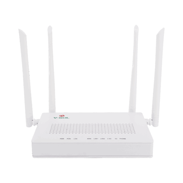 ONU Dual G/EPON con Wi-Fi AC de doble banda, 1 puerto SC/UPC + 2 puertos LAN Gigabit + 1 puerto FXS