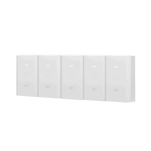 5 Unidades del Adaptador PoE Ubiquiti de 24 VDC, 1.0 A con puerto Gigabit, color blanco