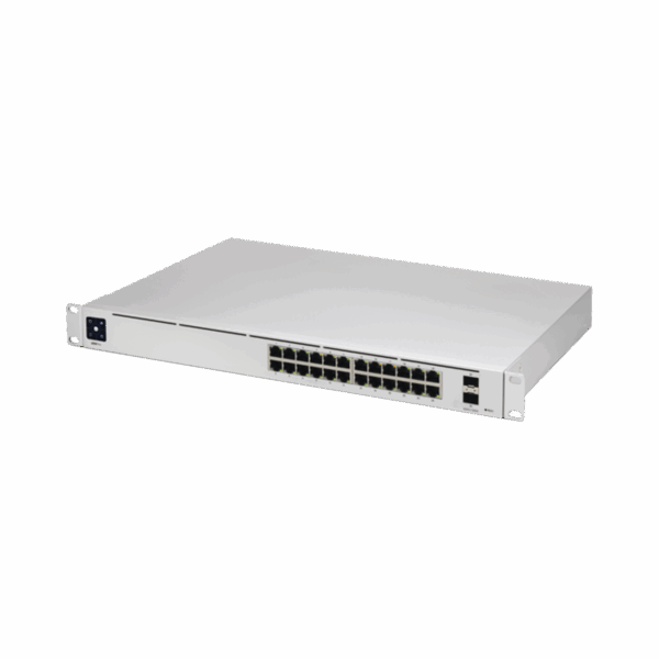 UniFi Switch USW-Pro-24, Capa 3 de 24 puertos Gigabit RJ-45 + 2 puertos 1/10G SFP+, pantalla informativa