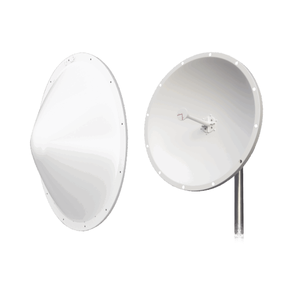 Kit de Antena y radomo, ganancia de  28 dBi, rango de frecuencia extendida (4.9 a 6.5 GHz), conectores N-Macho, incluye jumper, distancia de hasta 15 km