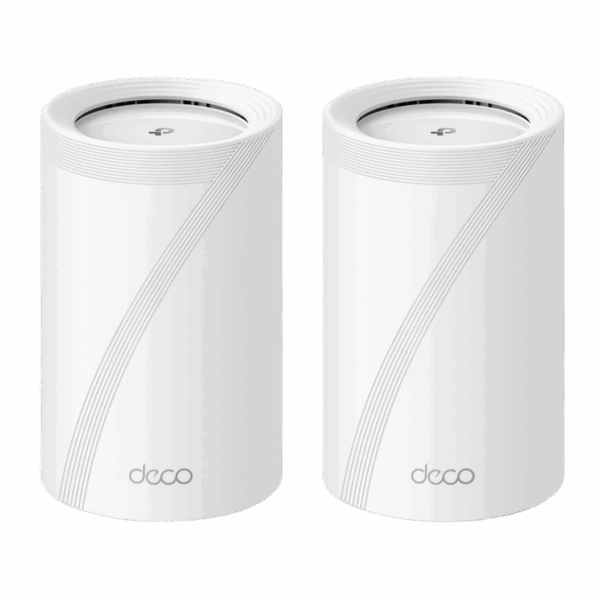 KIT 2 Routers Inalámbrico MESH Interior para Hogar / Triple Banda Wi-Fi 7 BE9300 Mbps / 2 Puerto 2.5 Gigabit WAN/LAN / 4 Antenas Internas / Operación Multi-Link MLO / Administración Mediante la App Deco (iOS, Android) / HomeShield