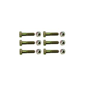 Paquete de 6 Tornillos Grado 5 con Tuercas Tropicalizadas de 3/8″ x 2″.